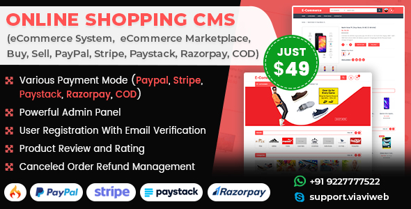 Online Shopping CMS (eCommerce System, eCommerce Marketplace, PayPal, Stripe, Razorpay, COD) icon