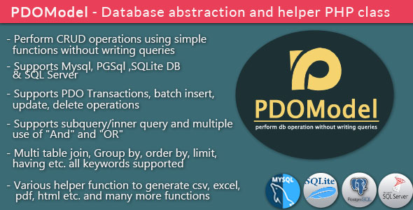 PDOModel - Database abstraction and helper PHP class icon