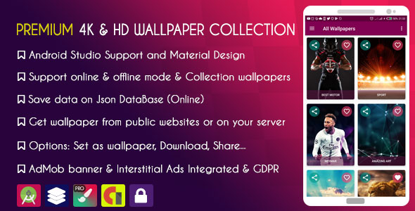 PREMIUM 4K & HD Wallpapers Collection - AdMob + GDPR icon