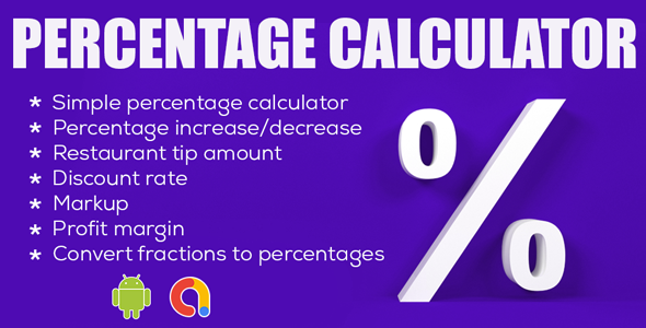 Percentage Calculator| Quick Percentage Calculator | Android Full App Code | Admob Ads icon