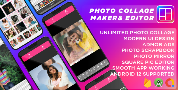 Photo Collage Maker With Photo Editor, ScrapBook & Square Pic Editor, Mirror 3D Effect (Admob Ads) icon