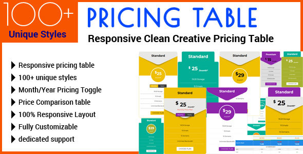 Pricing Table - Responsive Clean Creative Pricing Table icon