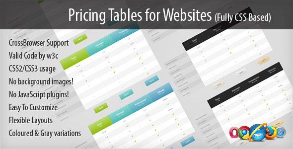 Pricing Tables for Websites (fully CSS based) icon