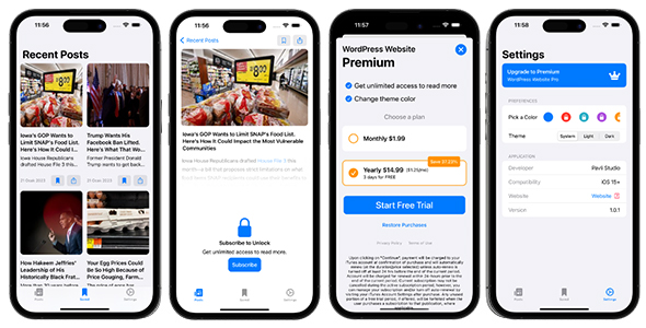 Pro iOS WordPress App for Blog and News Site - SwiftUI Full Application icon