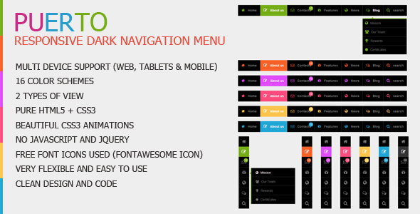 Puerto - Responsive Dark Navigation Menu icon
