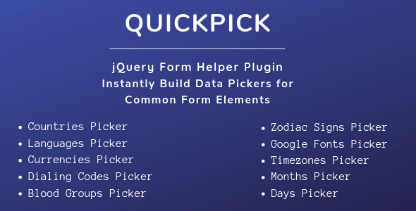 QuickPick - Form Helper jQuery Plugin icon