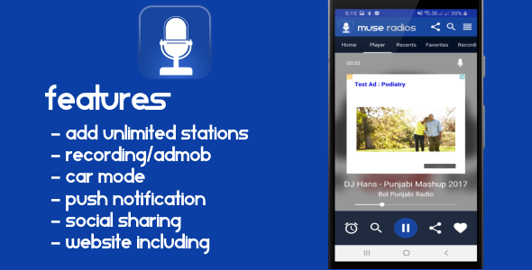 Radio Android App with website icon