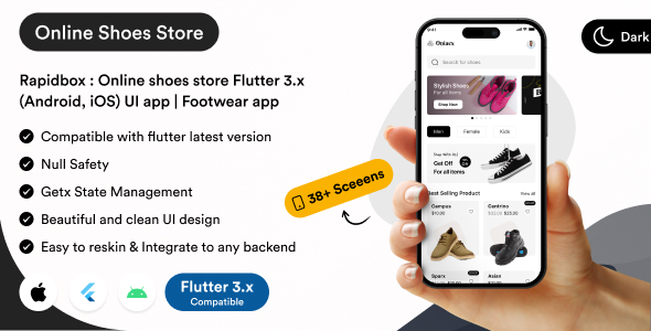 Rapidbox : Online shoes store Flutter 3.x (Android, iOS) UI app | Footwear app templates icon