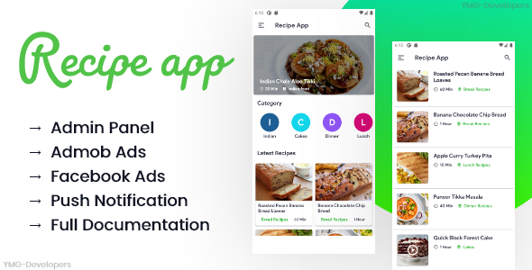 Recipe app with Admin panel, Facebook and Admob ads icon