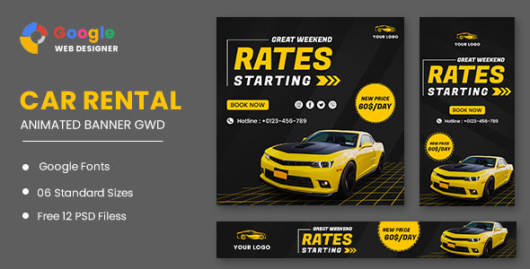 Rent Car HTML5 Banner Ads GWD