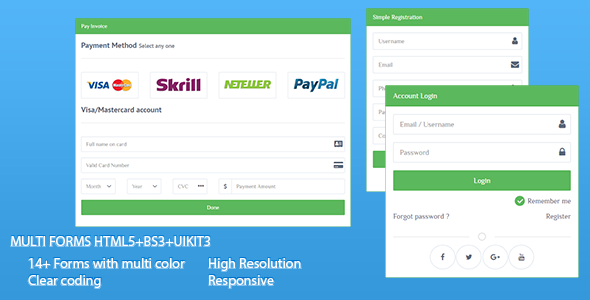 Responsive HTML5 Forms with BS3 and UIKIT3 icon