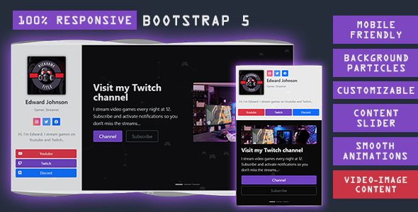 Responsive Streamer & Gamer Profile Page icon