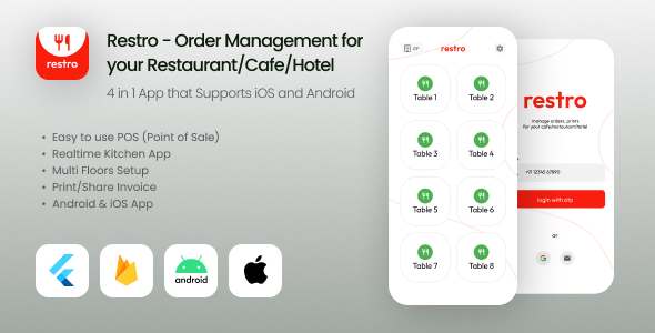 Restro, 4 in 1 Order management for Restaurant, Hotel, Cafe, POS. Point of Sale Flutter App icon