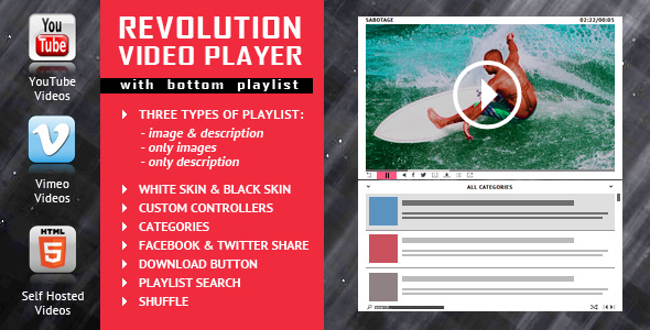 Revolution Video Player With Bottom Playlist - YouTube/Vimeo/Self-Hosted Support icon