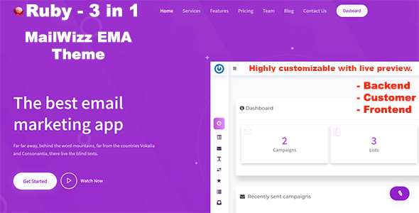 Ruby - 3 in 1 Mailwizz Modern Customizable Theme icon