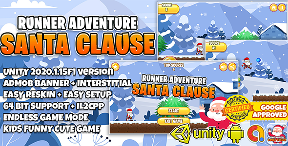 SANTA CLAUSE RUNNER + ADMOB + UNITY 2020 + EASY RESKIN icon