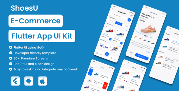 ShoesU Ecommerce Flutter app UI Kit    