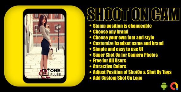 Shot On CAM | ShotOn Stamp Camera | Auto Add ShotOn Camera photo| Android App | Admob Ads icon