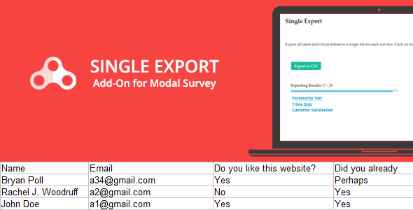Single Export - Modal Survey Add-on icon