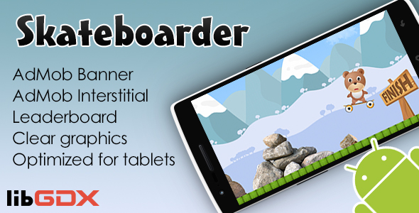 Skateboarder with AdMob and Leaderboard icon