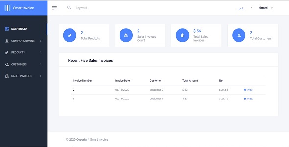 Smart Invoice .Net core 3.1+ User Management + Arabic Support + Full Source Code icon
