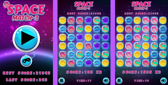 Space Match3 - HTML5 Game + Android + AdMob (Construct 3 | Construct 2 | Capx) icon
