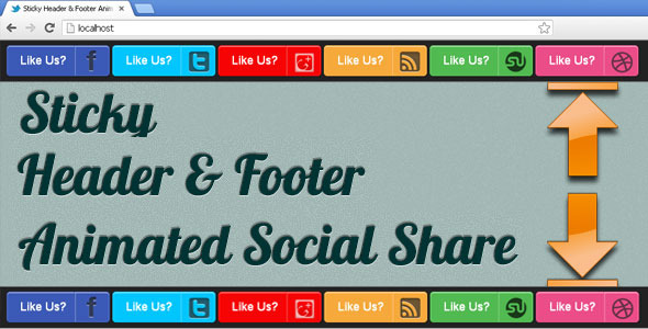 Sticky Header & Footer Animated Social Share icon