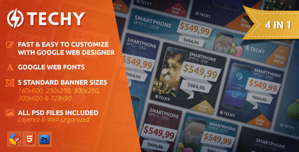 Techy - Holiday Sales HTML5 Banner Template icon