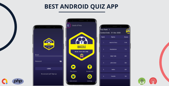 The Quizzle Android App - PHP Backend + Admob + OneSignal icon