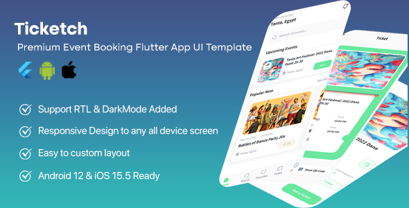 Ticketch - Premium Event Booking Flutter App UI Template icon