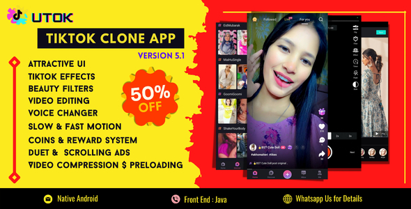 Tiktok Clone App & Short Video App source code with Video Editor - Effects & Filters icon