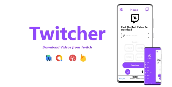 Twitcher - Twitch Videos & Clips Downloader | ADMOB, FIREBASE, ONESIGNAL icon
