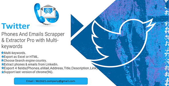 Twitter Phones And eMails Scrapper & Extractor Pro icon