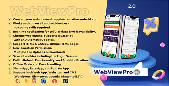 WebView for App - Android WebView App | Web URL to Android App with Shimmer, Admob, Push. icon