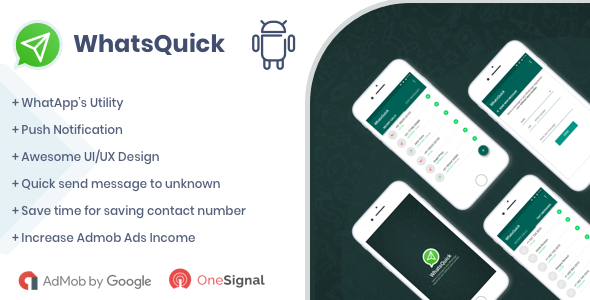 WhatsQuick - Send Message without Saving Number Android Native App with Admob and Push Notification icon