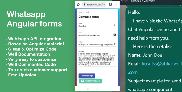 Whatsapp Angular forms icon
