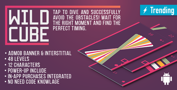Wild Cube (Android) Fun Arcade Game Template + easy to reskine + AdMob icon