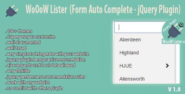 WoOoW Lister (Form Auto Complete - jQuery Plugin) icon