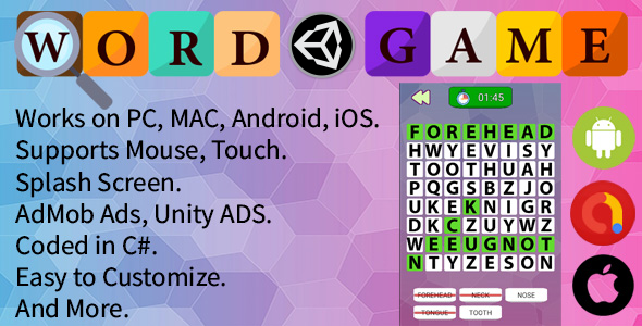 Word Searching Game (Unity Complete Project + AdMob Ads & Unity Ads) icon