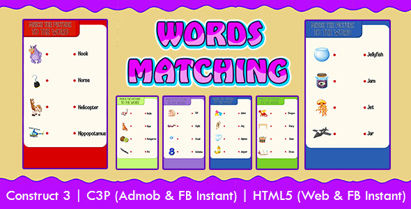 Words Matching Kids Learning Game (Construct 3 | C3P | HTML5) Admob Ready icon