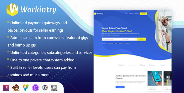 Workintry - Freelance Marketplace and Gig Based WordPress Plugin icon