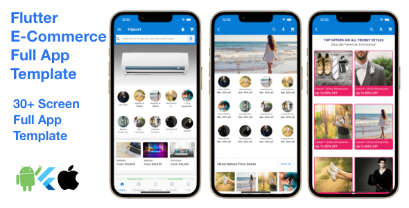 flutter e-commerce full app template / flipkart e-commerce full app clone flutter icon