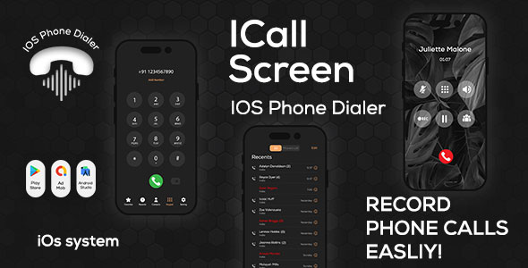 iCall OS16 - Color Phone Flash - iPhone Style Call - iCallScreen Dialer - iCall Dialer Screen icon