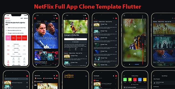 netflix full app clone template flutter / flutter netflix template icon
