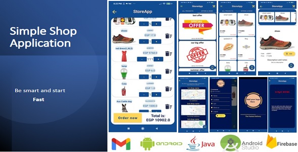 simple full shop/store eCommerce application with firebase backend