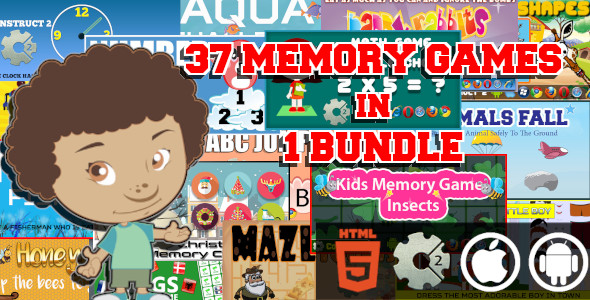 37 Memory Construct 2 HTML5 Games Project With Capx in 1 Bundle | Web - Android - iOS icon