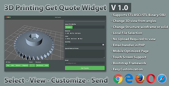 3D Printing Get Quote Widget STL/OBJ Support icon