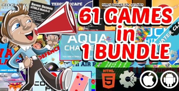 61 Construct 2 Capx and GameMaker Games in 1 Bundle | HTML5 Games for Web and Android and iOS icon