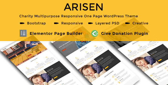 ARISEN - Charity Multipurpose Responsive One Page WordPress Theme icon