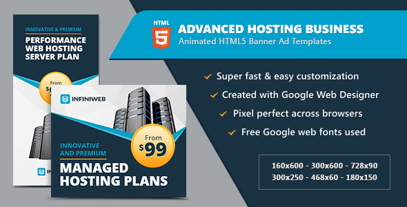 Advanced Hosting Business Banners - HTML5 Animated GWD icon
